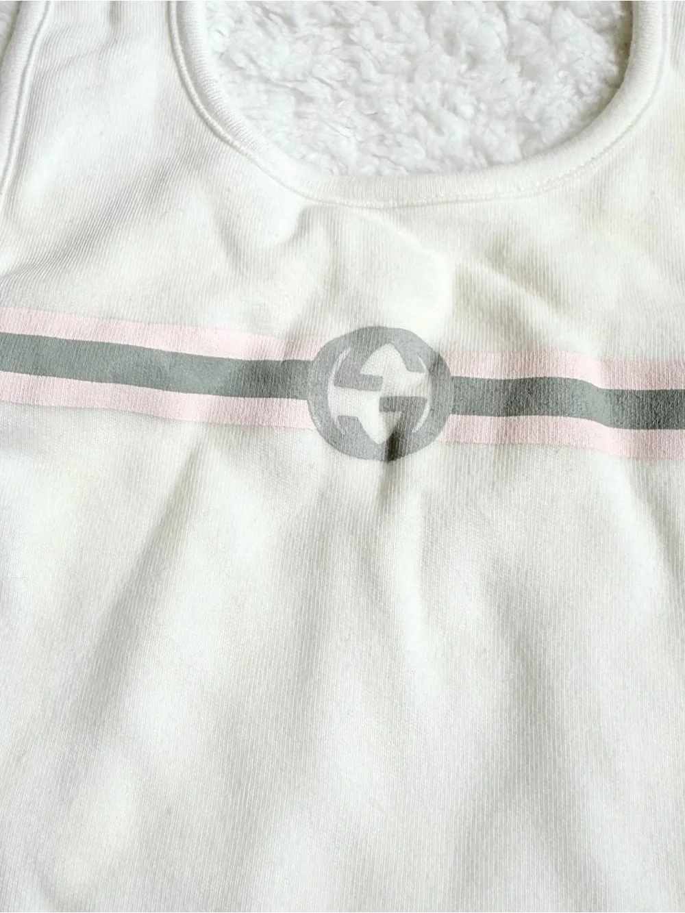 Gucci Bib GG White Pink Baby Girl Infant RARE Made In Italy